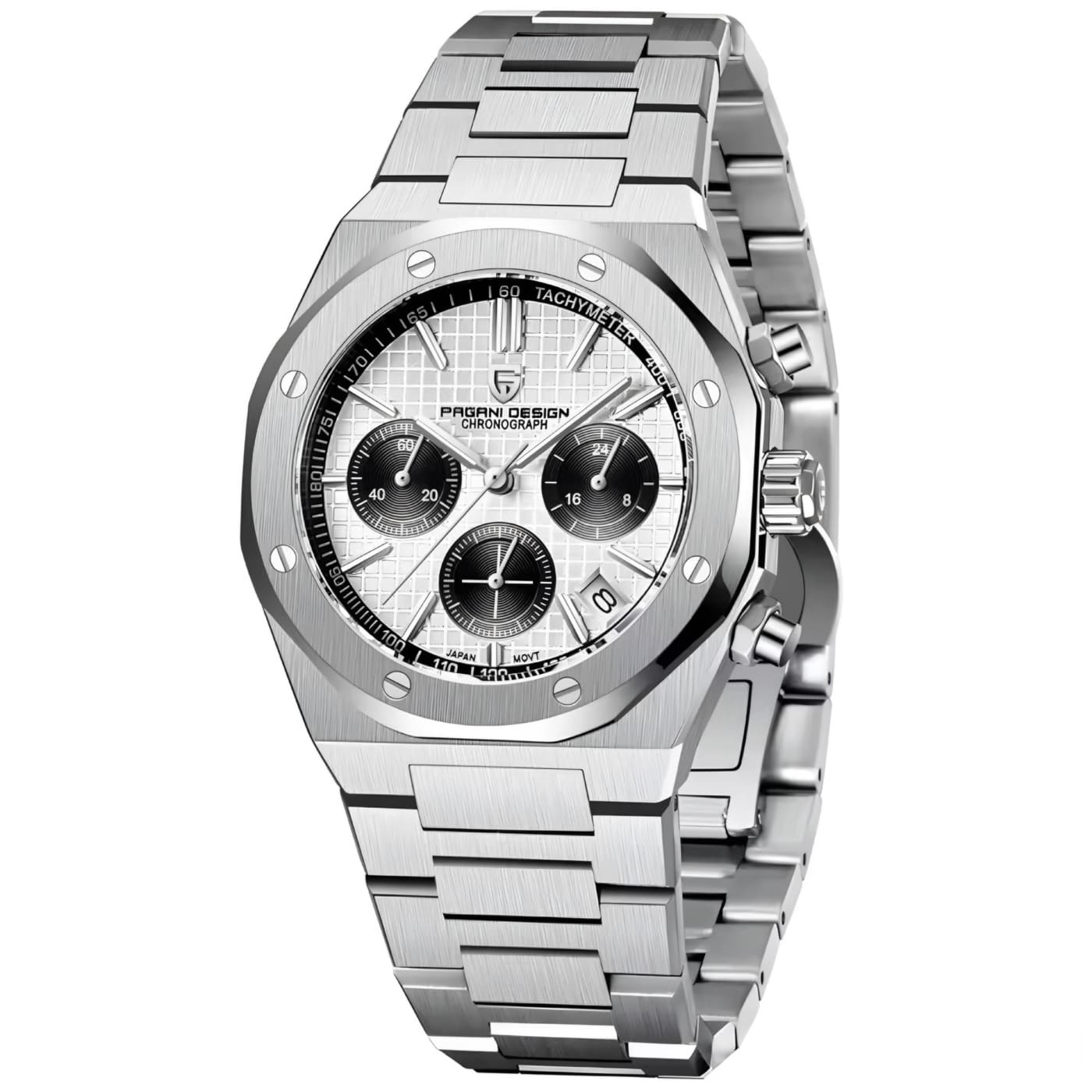 Orologio Pagani Design PD 1707 "Panda" Cronografo Uomo - Bianco - Watch Lounge Club