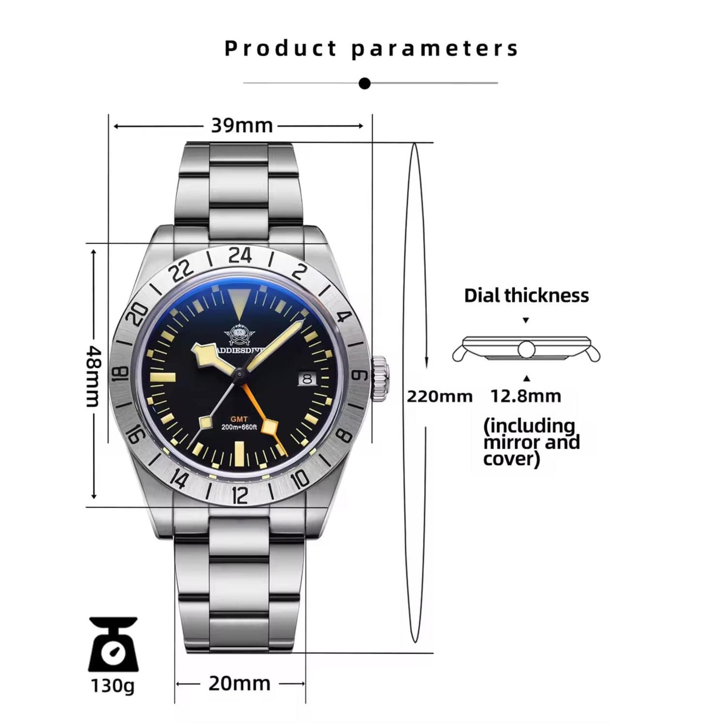 Orologio Addiesdive AD 2036 GMT Subacqueo Uomo - Watch Lounge Club