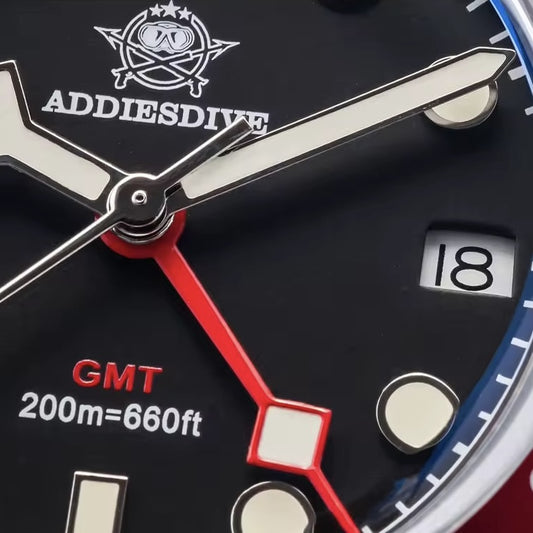 Orologio Addiesdive AD 2044 GMT Svizzero Uomo - Nero (Rosso/Blu) - Watch Lounge Club