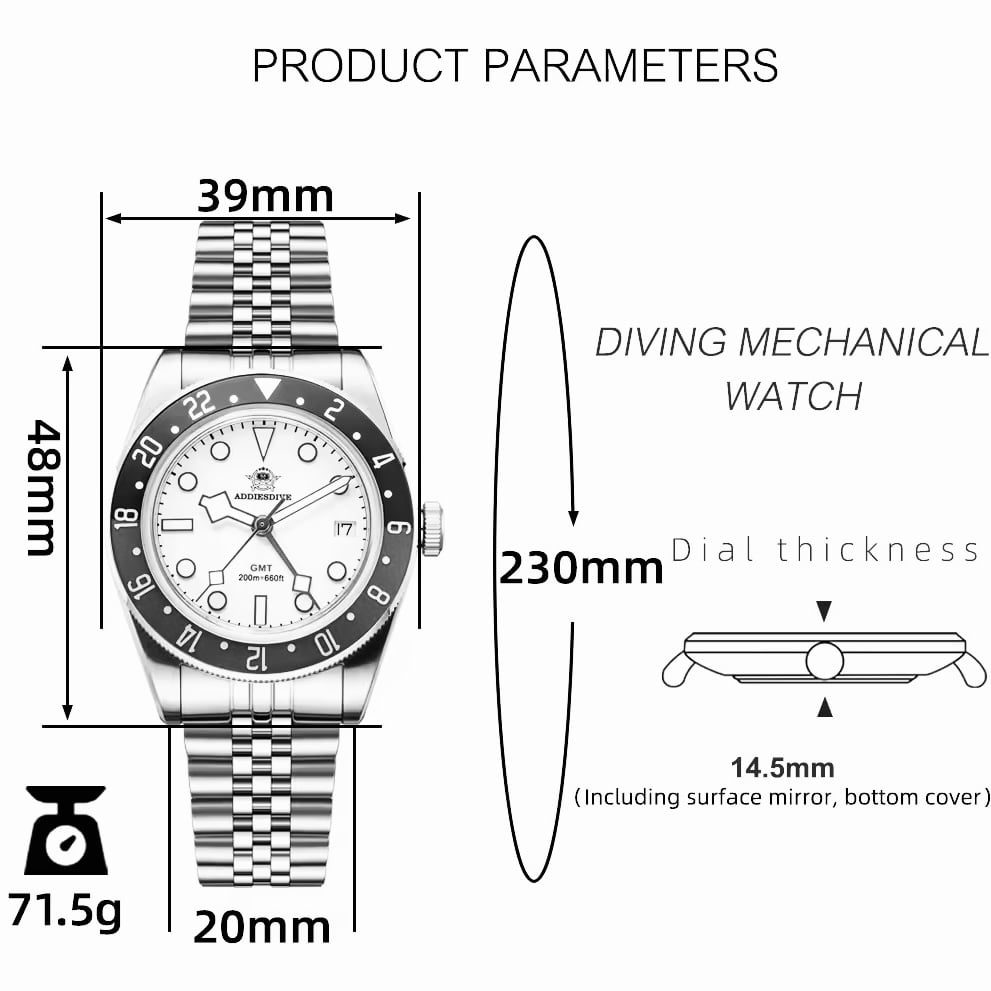 Orologio Addiesdive AD 2044 GMT Svizzero Uomo - Nero (Rosso/Blu) - Watch Lounge Club