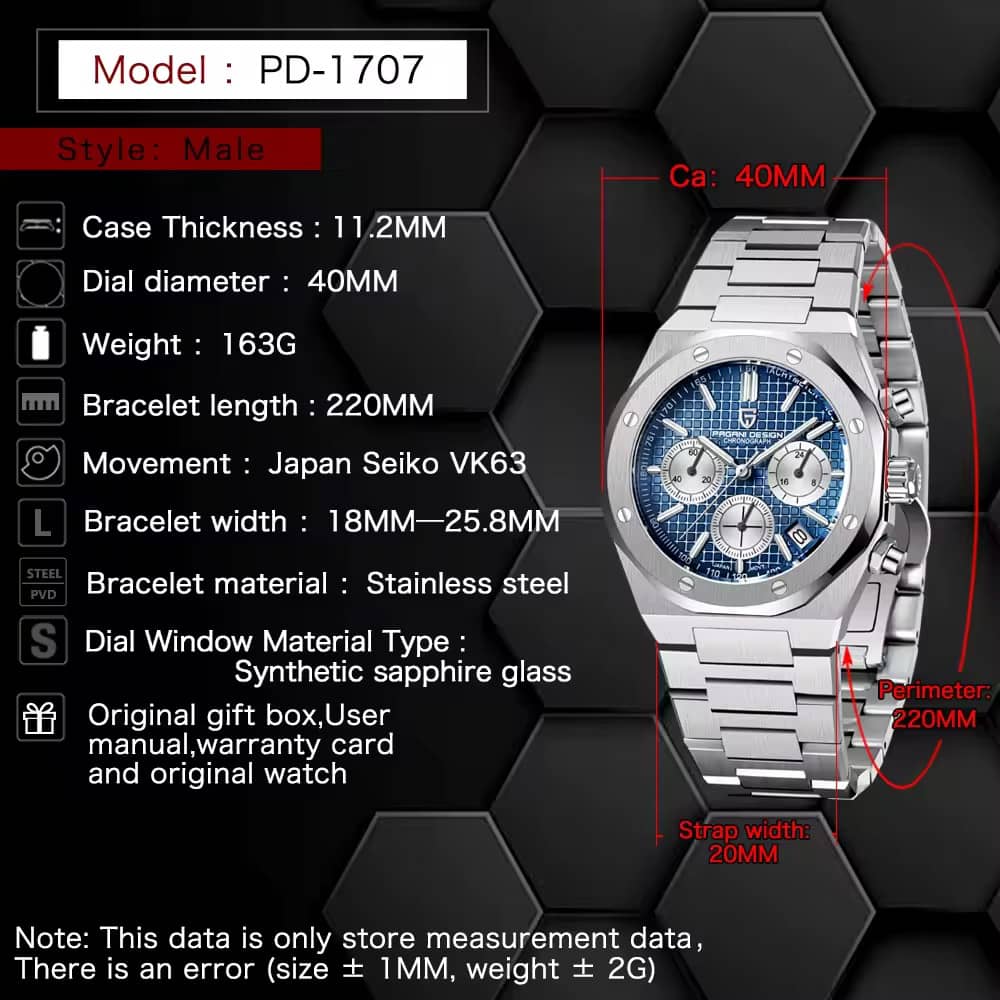 Orologio Pagani Design PD 1707 Cronografo Uomo - Blu - Watch Lounge Club