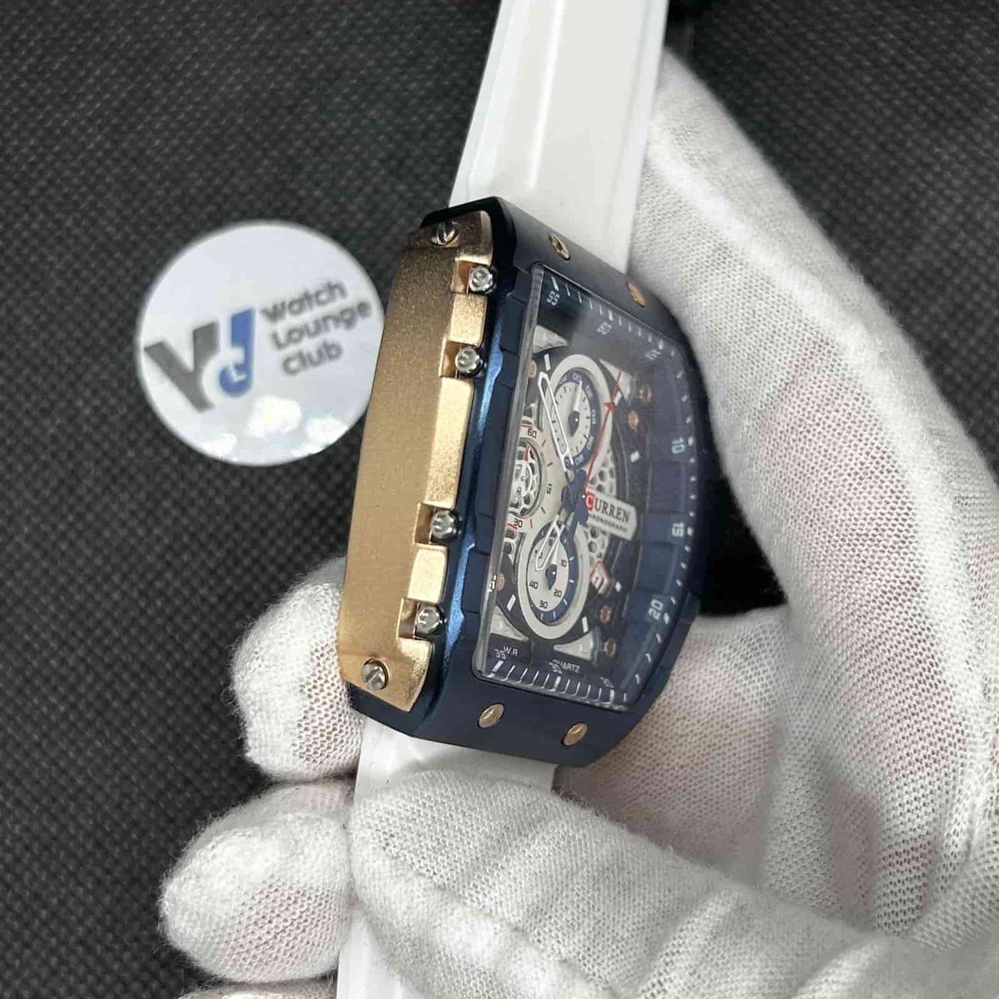 Orologio Curren 8442 Cronografo Tonneau Uomo - Bianco - Watch Lounge Club