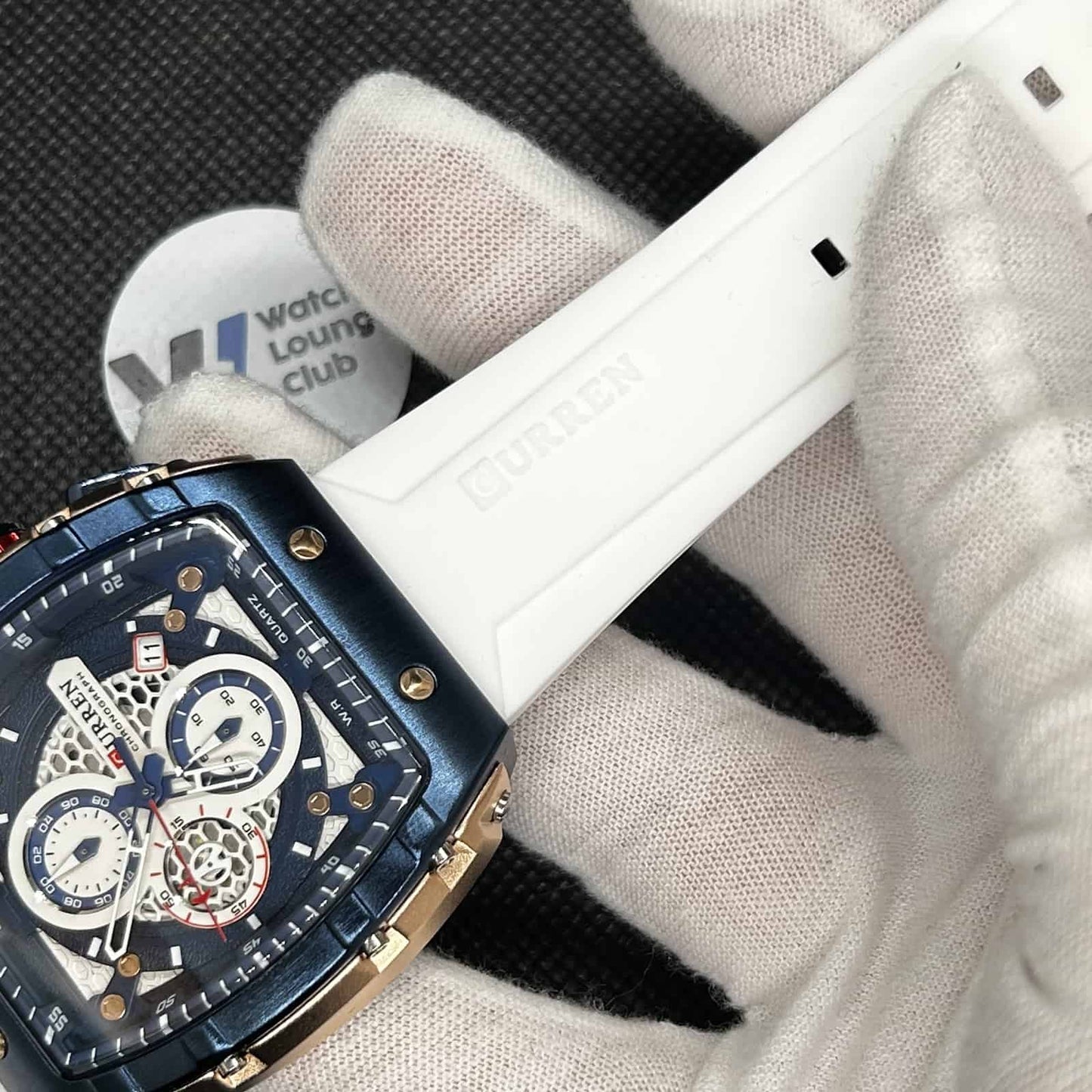 Orologio Curren 8442 Cronografo Tonneau Uomo - Bianco - Watch Lounge Club