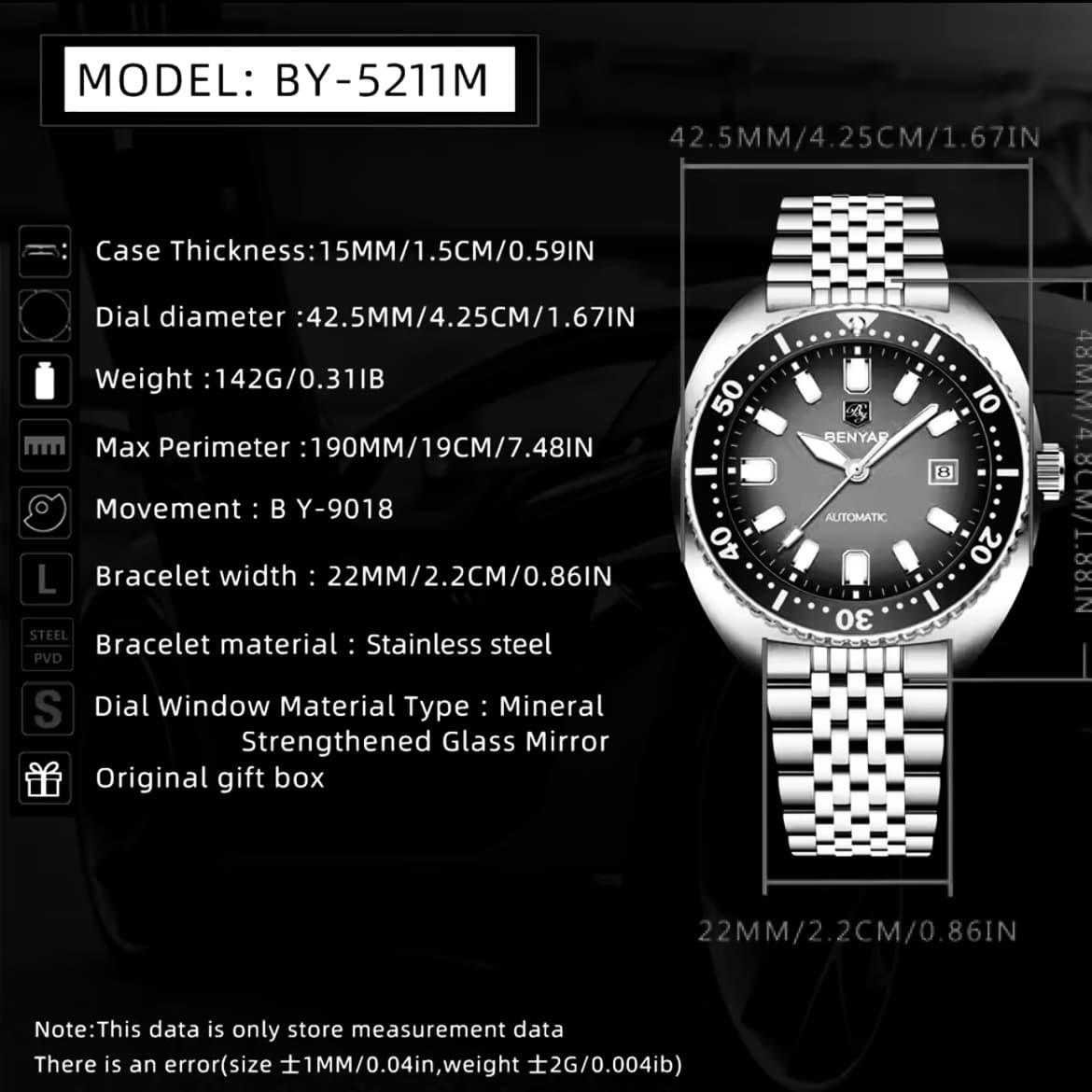 Orologio Benyar BY 5211 Automatico Uomo - Blu Scuro - Watch Lounge Club