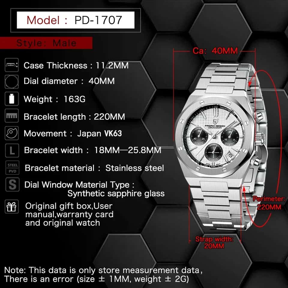 Orologio Pagani Design PD 1707 "Panda" Cronografo Uomo - Bianco - Watch Lounge Club