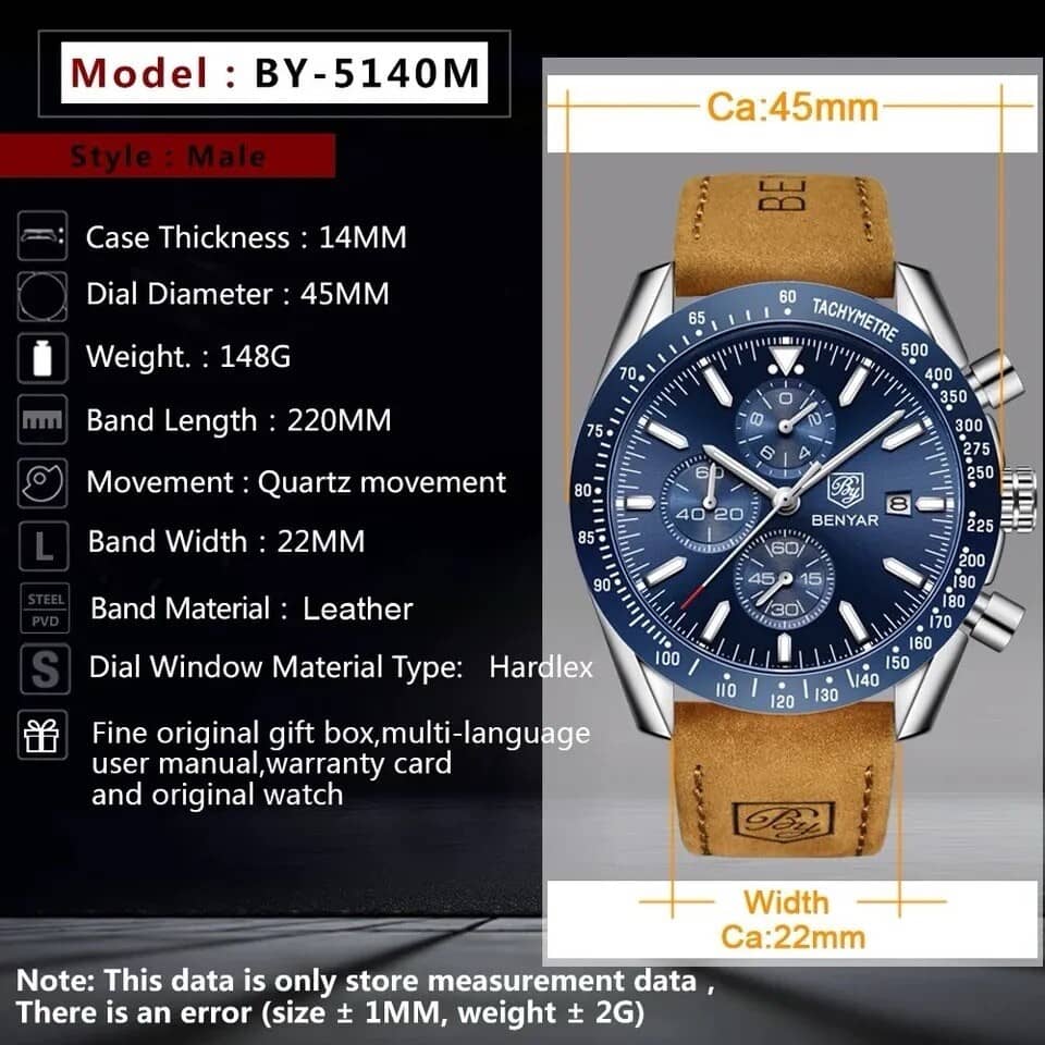 Orologio Benyar BY 5140 Cronografo Uomo - Blu - Watch Lounge Club