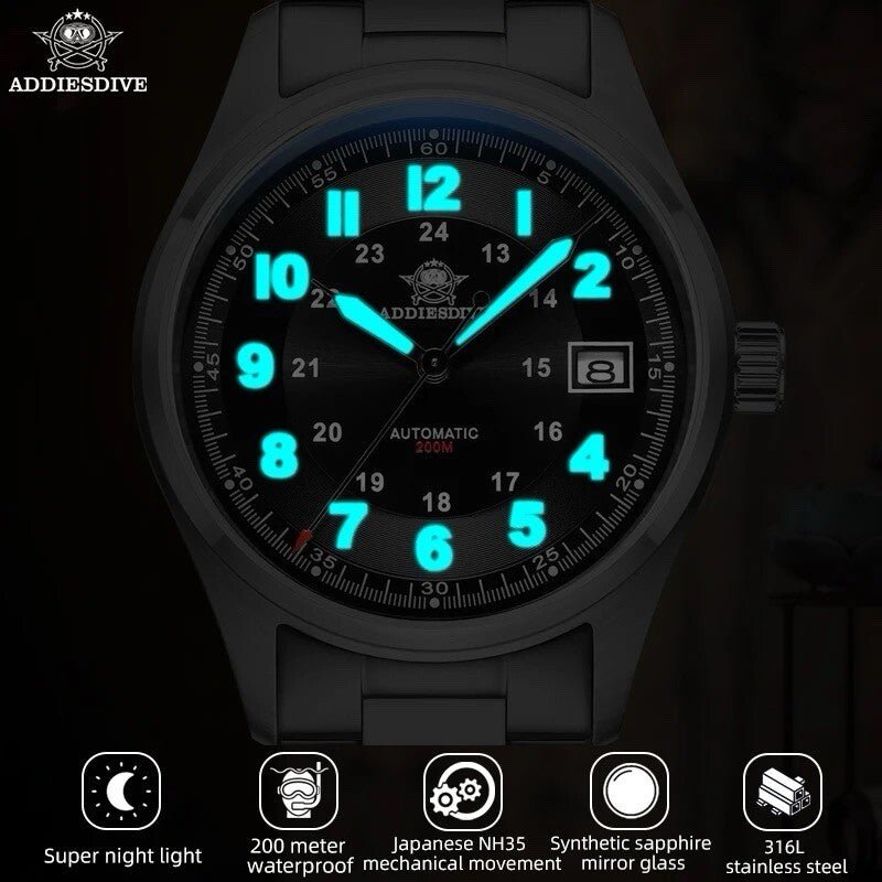 Orologio Addiesdive AD 2048 Field Watch Automatico (NH35) Uomo - Watch Lounge Club