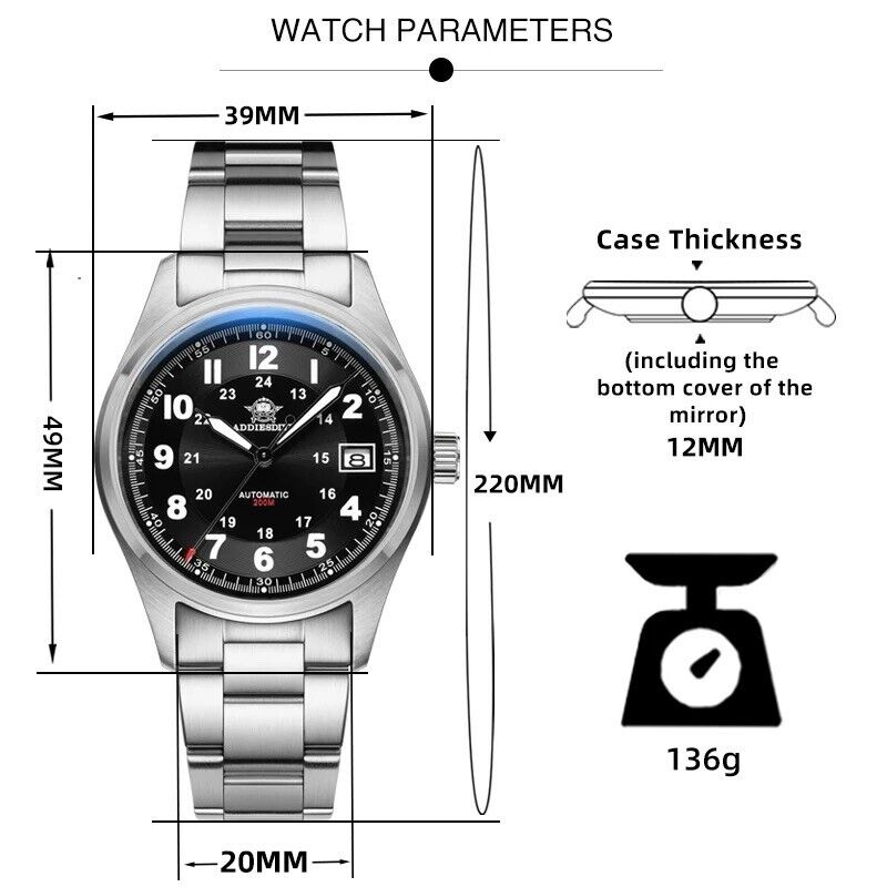 Orologio Addiesdive AD 2048 Field Watch Automatico (NH35) Uomo - Watch Lounge Club