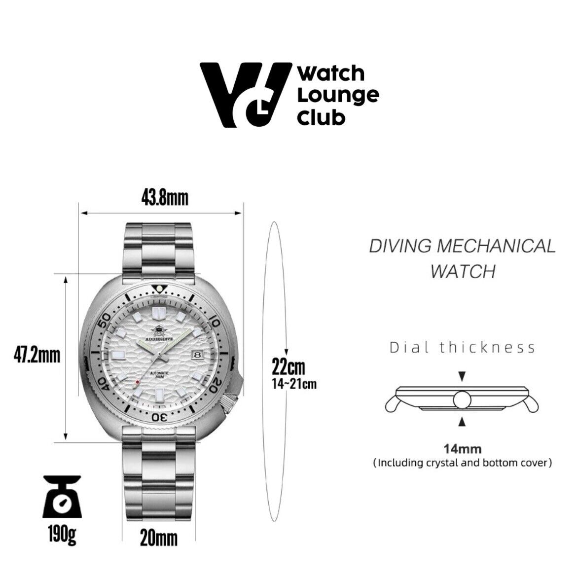 Orologio Addiesdive AD 2117 Subacqueo Automatico (NH35) Uomo - Bianco - Watch Lounge Club