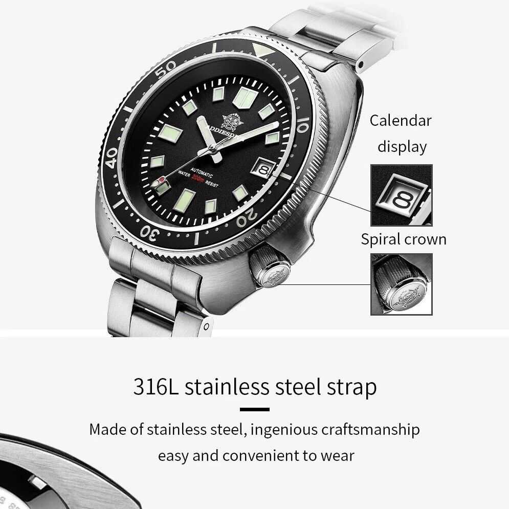 Orologio Addiesdive MY-H8 Subacqueo Automatico (NH35) Uomo - Nero - Watch Lounge Club