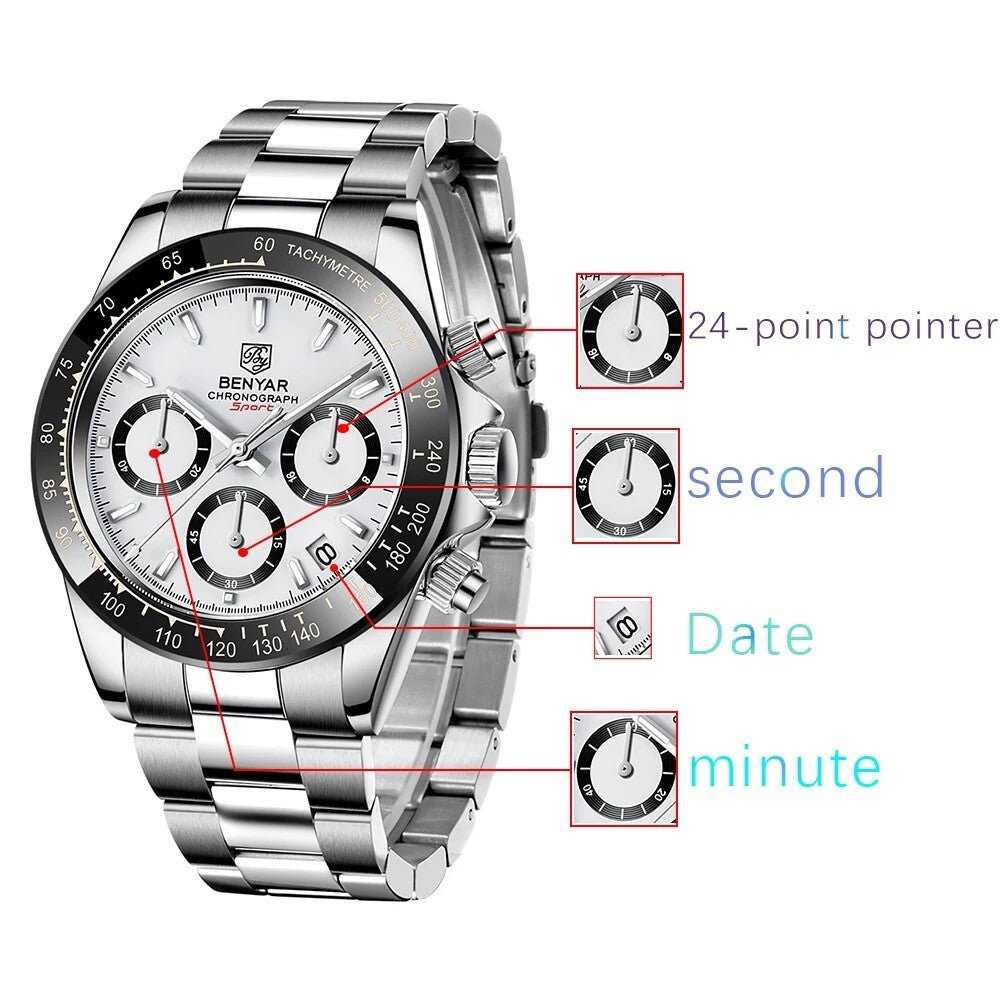 Orologio Benyar BY 5169 Cronografo Uomo - Bianco - Watch Lounge Club