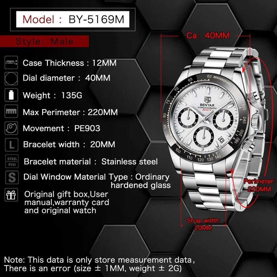 Orologio Benyar BY 5169 Cronografo Uomo - Bianco - Watch Lounge Club