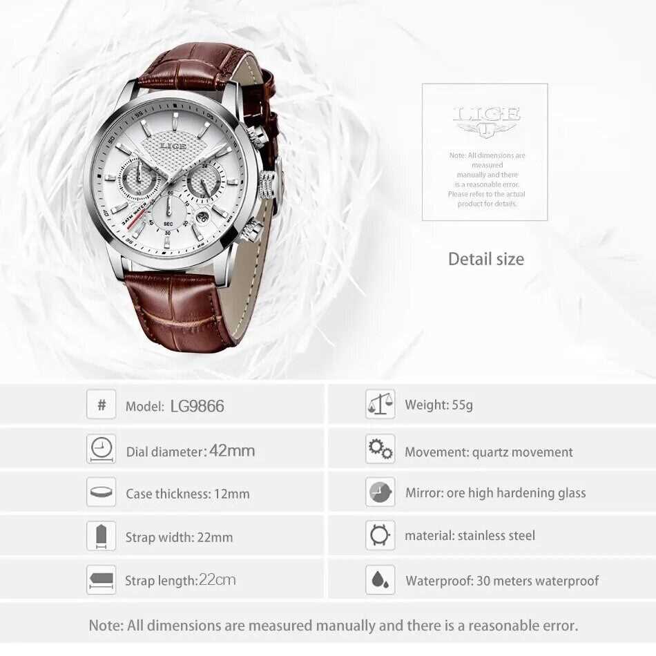 Orologio Lige LG 9866 Cronografo Uomo - Bianco - Watch Lounge Club