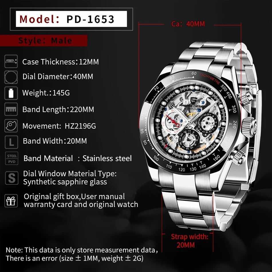 Orologio Pagani Design PD 1653 Automatico Skeleton Uomo - Watch Lounge Club
