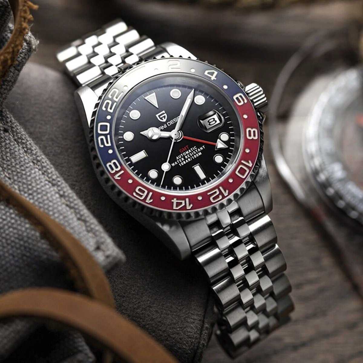 Orologio Pagani Design PD 1662 GMT Automatico Uomo - Rosso/Blu (Jubilee) - Watch Lounge Club