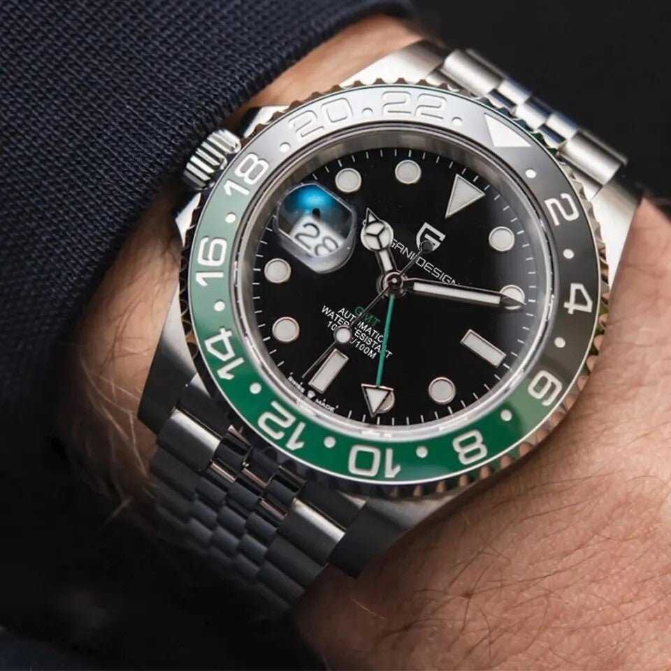 Orologio Pagani Design PD 1662 GMT Automatico Uomo - Verde/Nero (Jubilee) - Watch Lounge Club