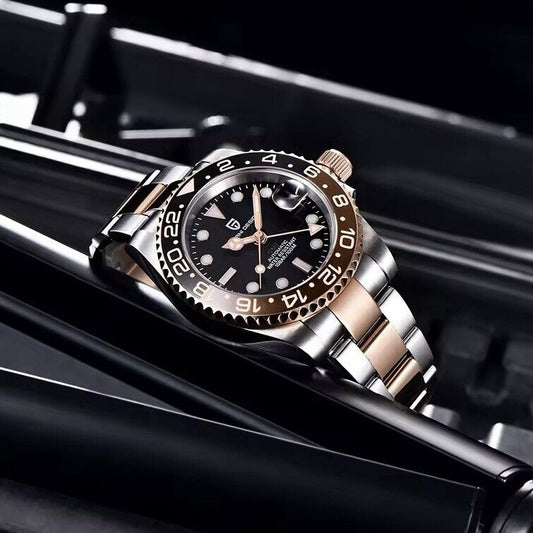 Versione NH34 - Orologio Pagani Design PD 1662 GMT Automatico Uomo - Nero/Oro - Watch Lounge Club