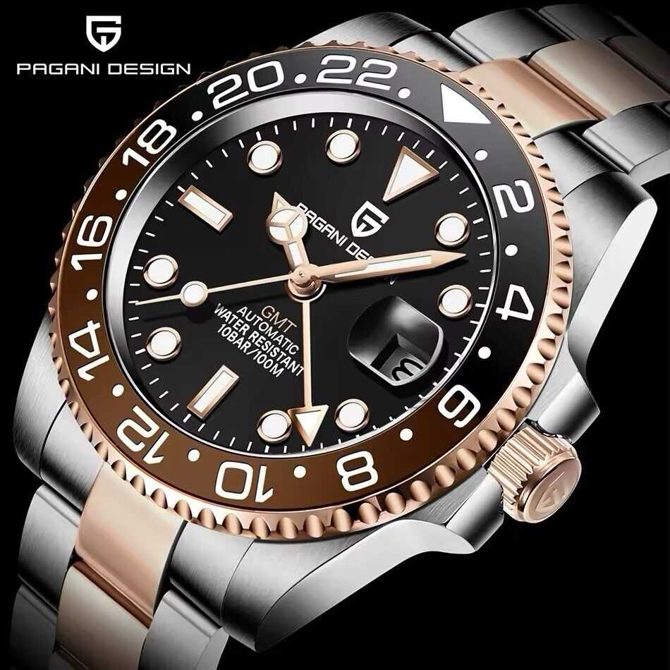 Orologio Pagani Design PD 1662 GMT Automatico Uomo - Nero/Oro - Watch Lounge Club