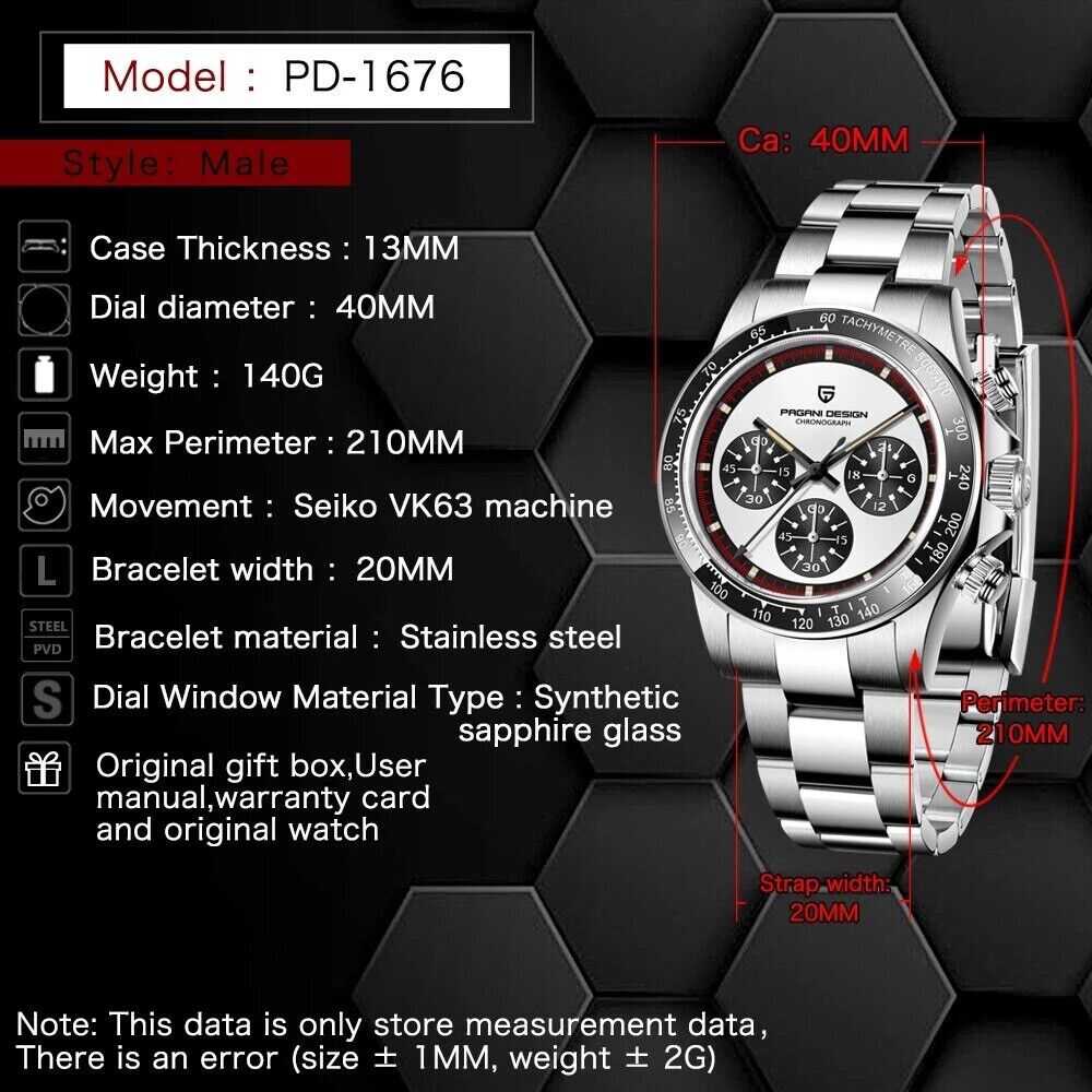 Orologio Pagani Design PD 1676 "Panda" Cronografo Uomo - Bianco - Watch Lounge Club