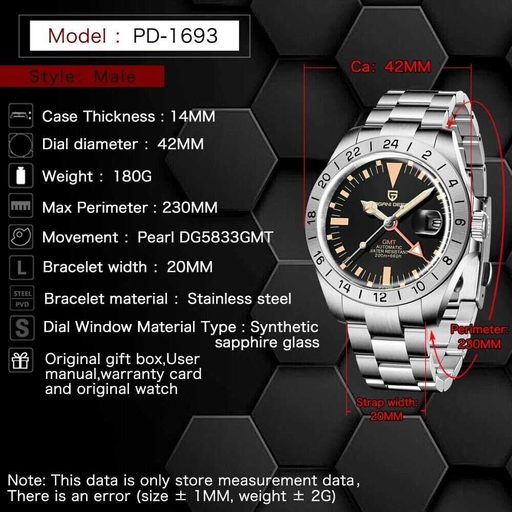 Orologio Pagani Design PD 1693 GMT Automatico Uomo - Watch Lounge Club