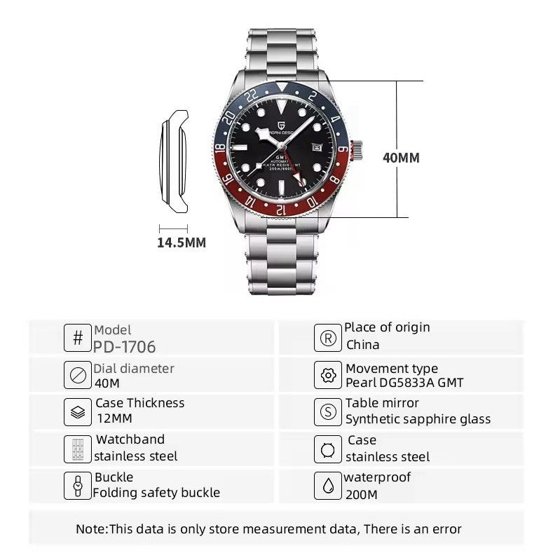 Orologio Pagani Design PD 1706 GMT Automatico Uomo - Rosso/Blu - Watch Lounge Club