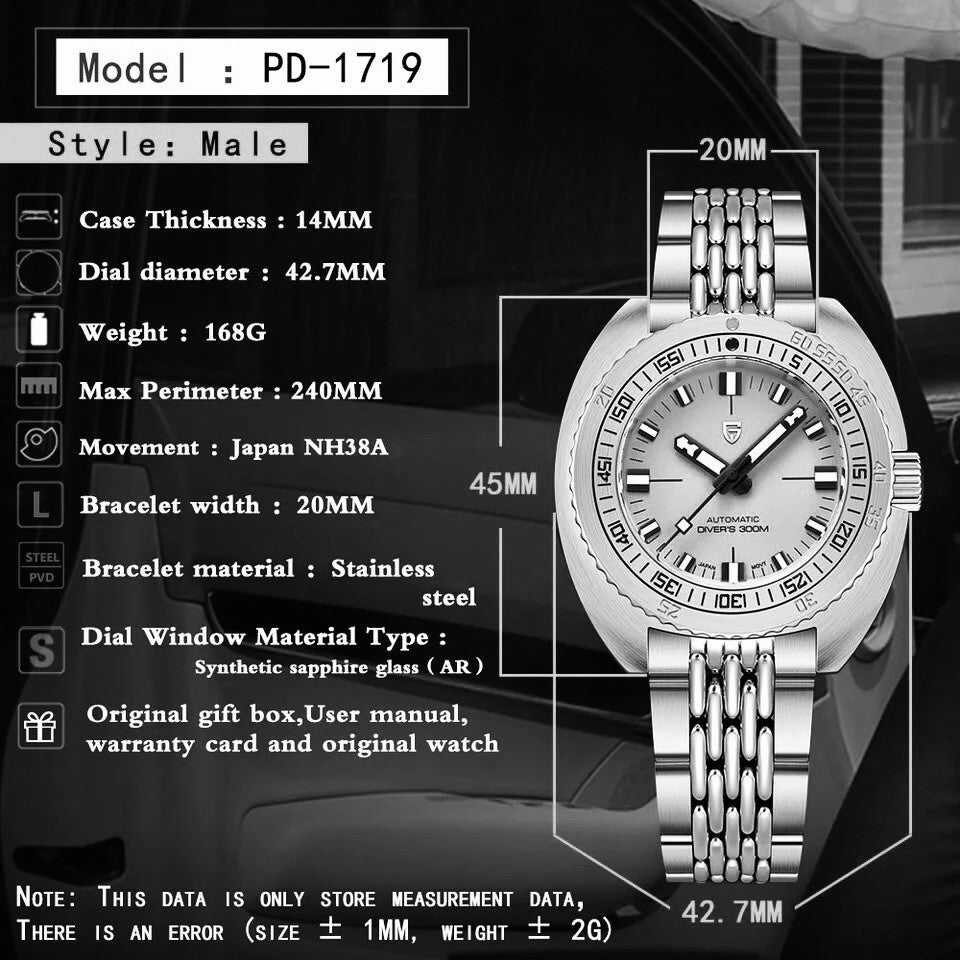 Orologio Pagani Design PD 1719 Subacqueo Automatico (NH38) Uomo - Blu - Watch Lounge Club