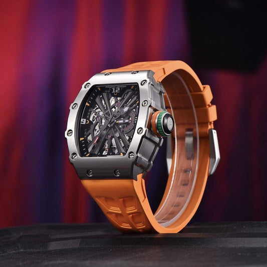 Orologio Pagani Design PD 1738 Skeleton Tonneau Uomo - Arancione - Watch Lounge Club