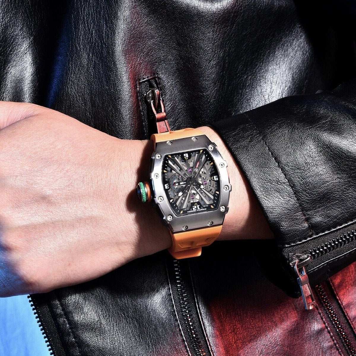 Orologio Pagani Design PD 1738 Skeleton Tonneau Uomo - Arancione - Watch Lounge Club