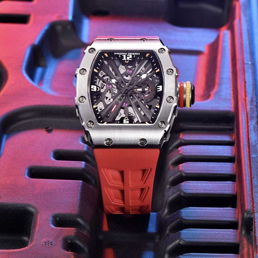 Orologio Pagani Design PD 1738 Skeleton Tonneau Uomo - Rosso - Watch Lounge Club