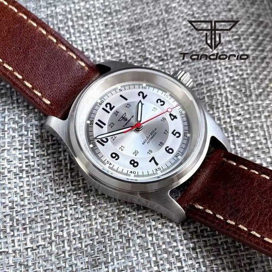 Orologio Tandorio Field Watch Automatico (NH35) Militare Uomo - 36mm (Argento) - Watch Lounge Club
