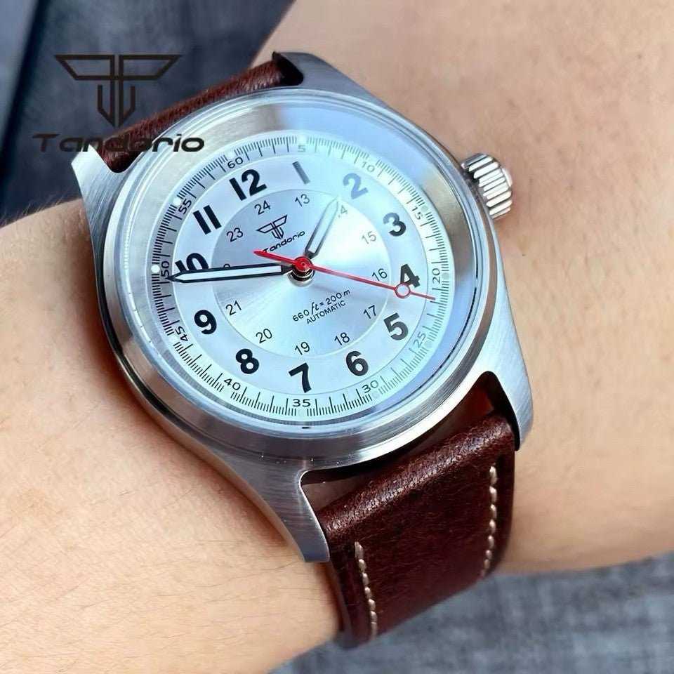 Orologio Tandorio Field Watch Automatico (NH35) Militare Uomo - 36mm (Argento) - Watch Lounge Club