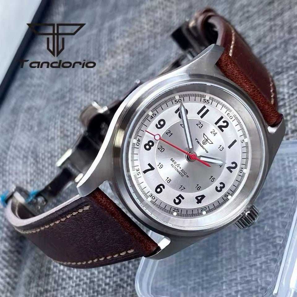 Orologio Tandorio Field Watch Automatico (NH35) Militare Uomo - 36mm (Argento) - Watch Lounge Club