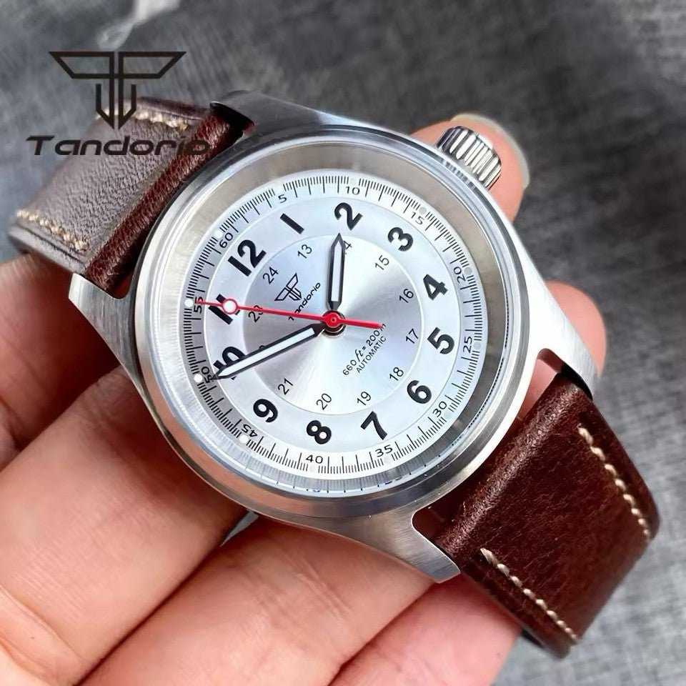 Orologio Tandorio Field Watch Automatico (NH35) Militare Uomo - 36mm (Argento) - Watch Lounge Club