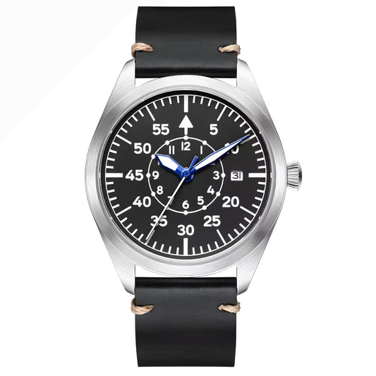 Orologio Flieger "Pilot Watch" Automatico 40mm - Nero - Watch Lounge Club
