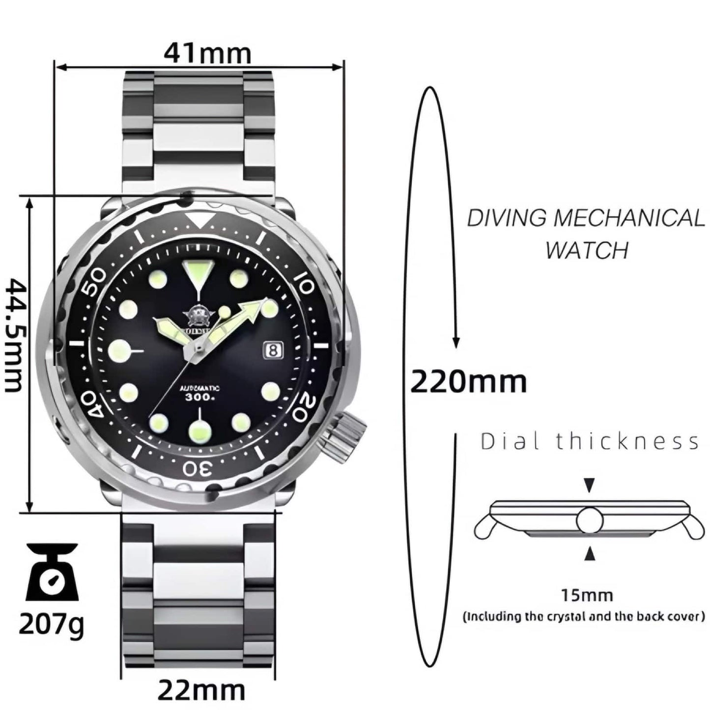 Orologio Addiesdive MY-H5 Subacqueo Automatico Uomo - Nero