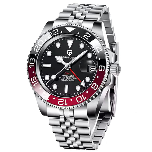 Orologio Pagani Design PD 1662 GMT Automatico Uomo - Jubilee (Nero/Rosso) - Watch Lounge Club