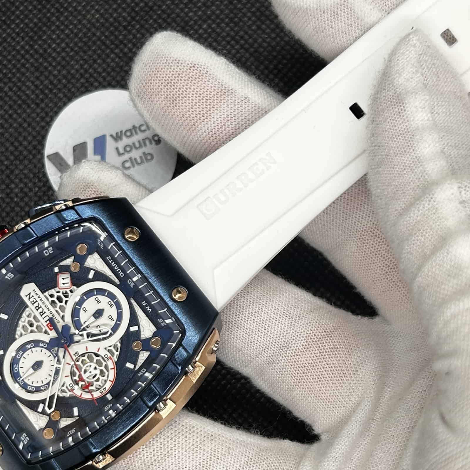 Orologio Curren 8442 Cronografo Tonneau Uomo - Bianco - Watch Lounge Club