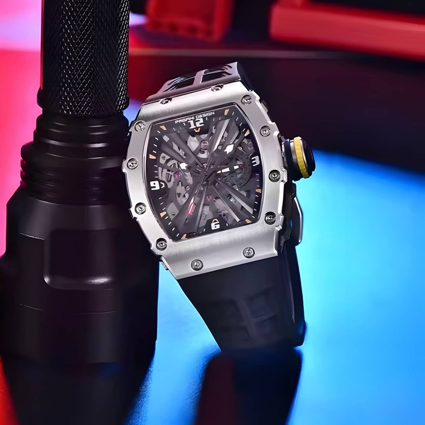 Orologio Pagani Design PD 1738 Skeleton Tonneau Uomo - Nero