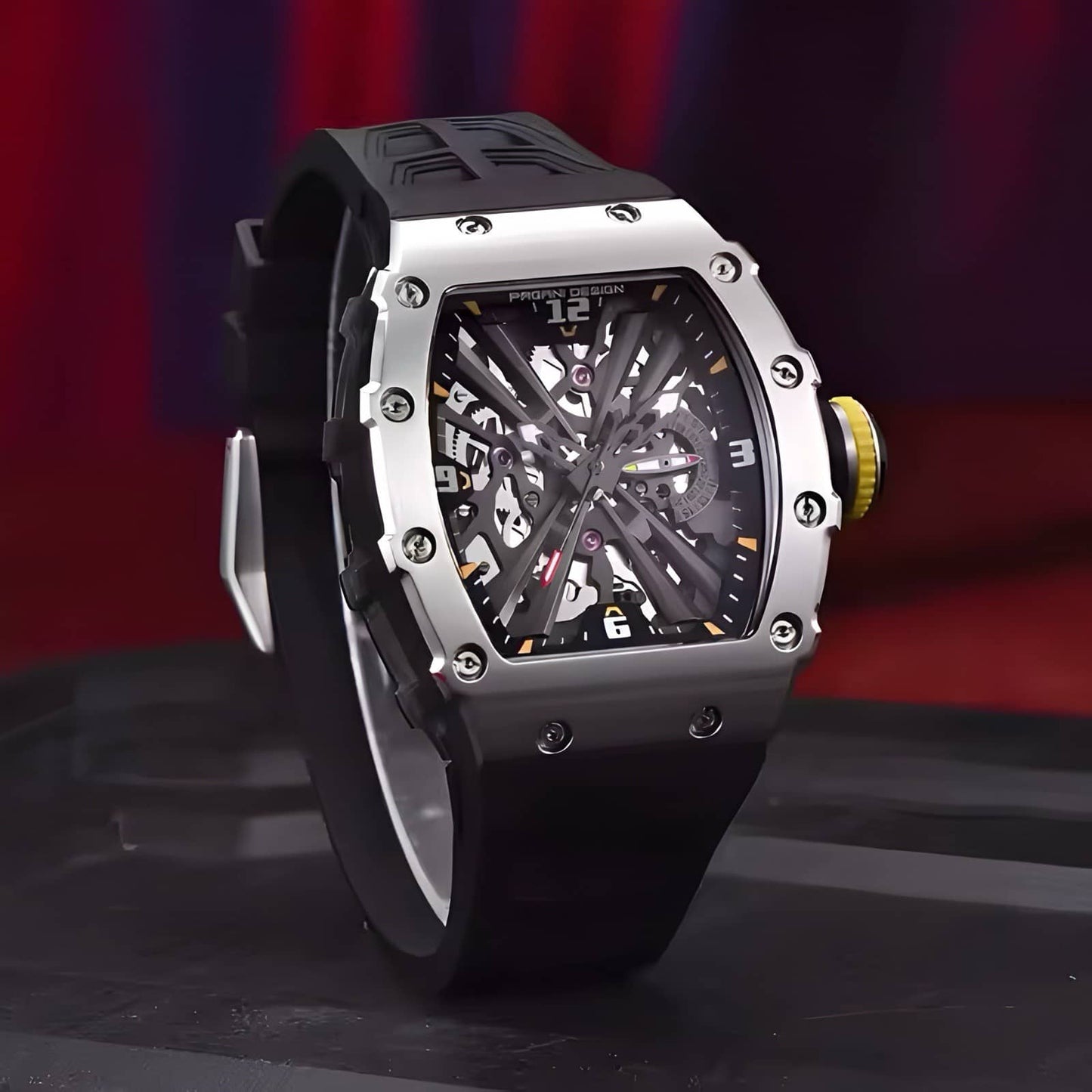 Orologio Pagani Design PD 1738 Skeleton Tonneau Uomo - Nero