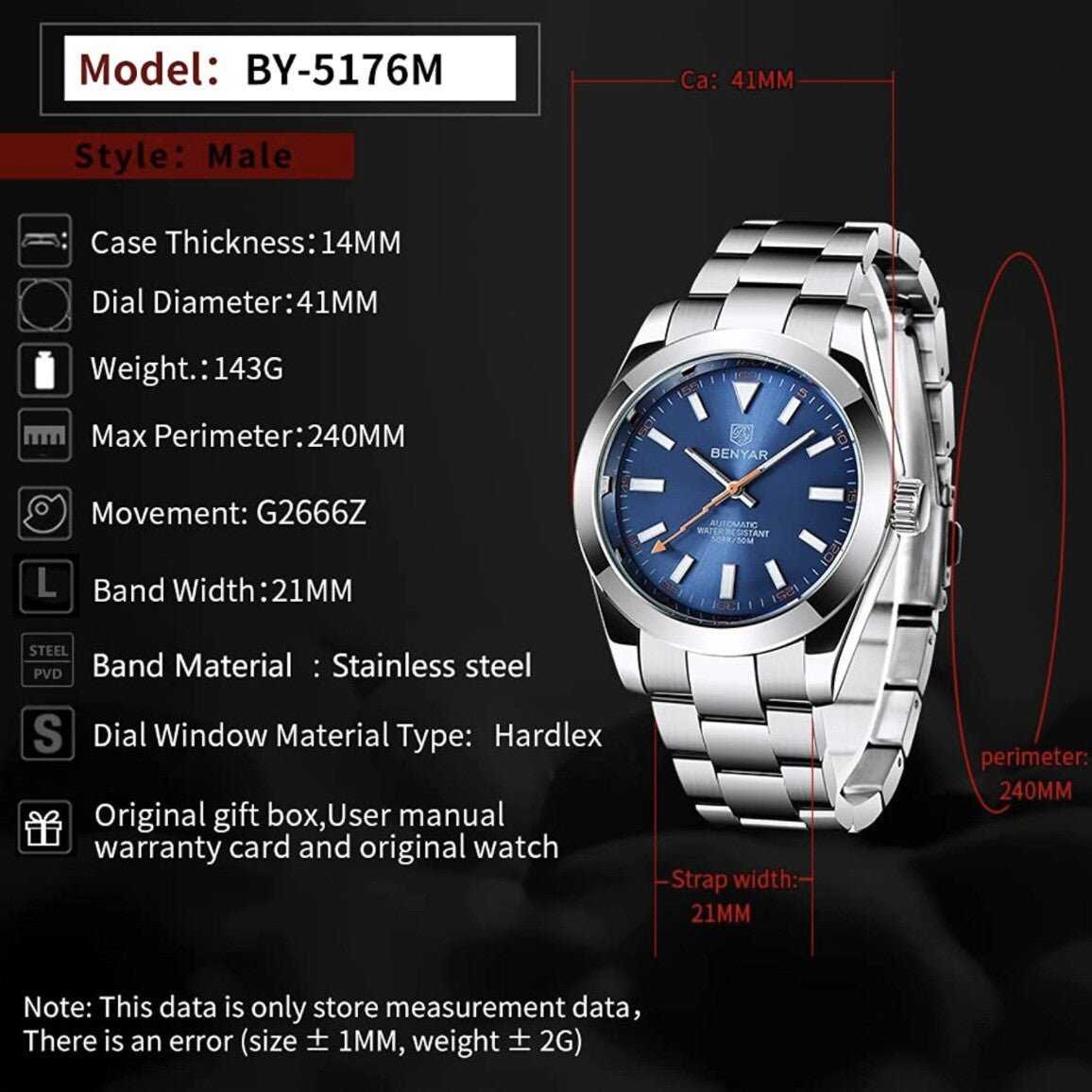 Orologio Benyar BY 5176 Automatico Uomo - Blu - Watch Lounge Club
