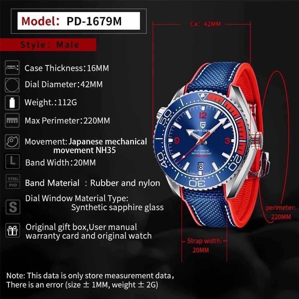 Orologio Pagani Design PD 1679 Subacqueo Automatico (NH35) Uomo - Blu - Watch Lounge Club