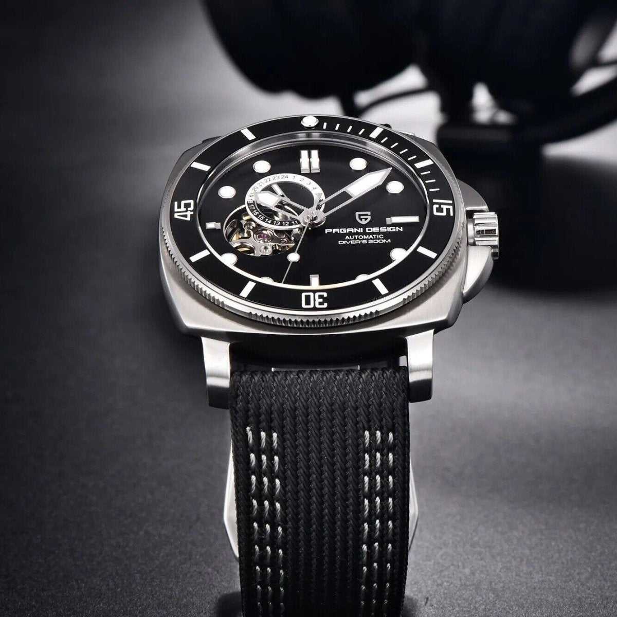 Orologio Pagani Design PD 1736 Automatico Subacqueo Uomo - Nero - Watch Lounge Club