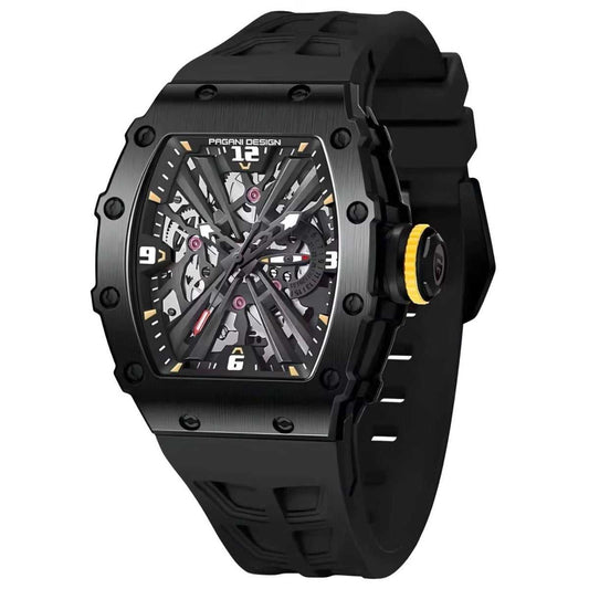 Orologio Pagani Design PD 1738 Skeleton Tonneau Uomo - Nero - Watch Lounge Club