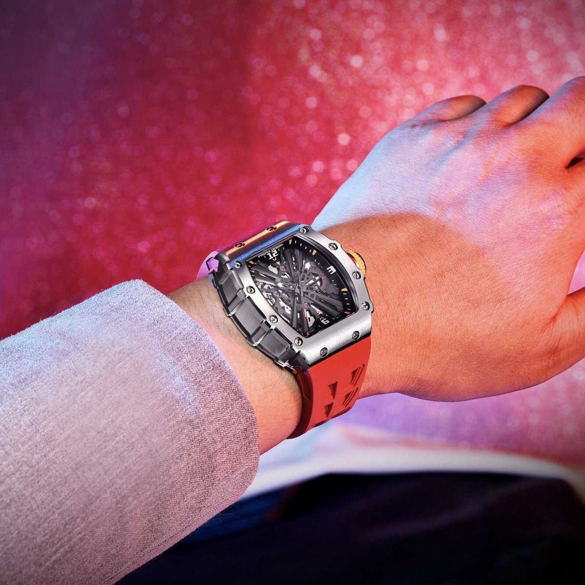 Orologio Pagani Design PD 1738 Skeleton Tonneau Uomo - Rosso - Watch Lounge Club