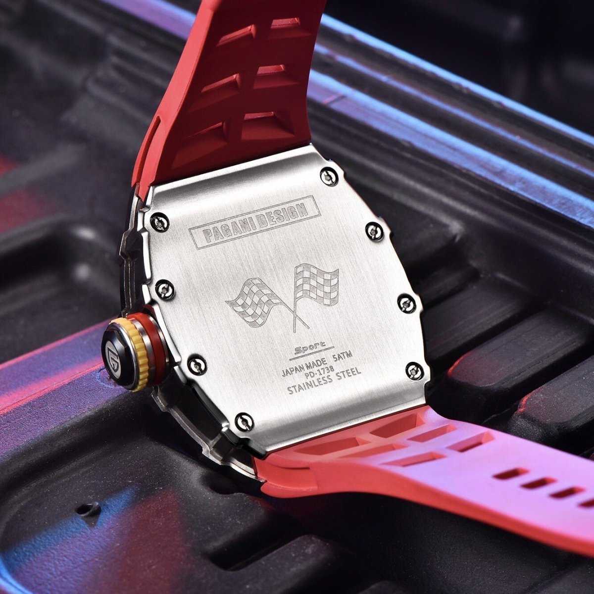 Orologio Pagani Design PD 1738 Skeleton Tonneau Uomo - Rosso - Watch Lounge Club