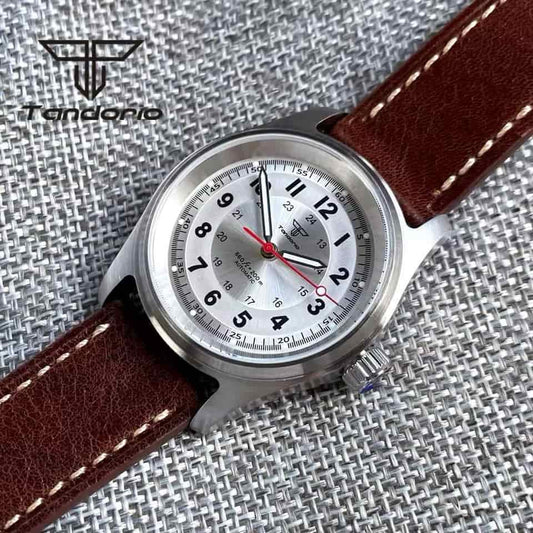 Orologio Tandorio Field Watch Automatico (NH35) Militare Uomo - 36mm (Argento) - Watch Lounge Club