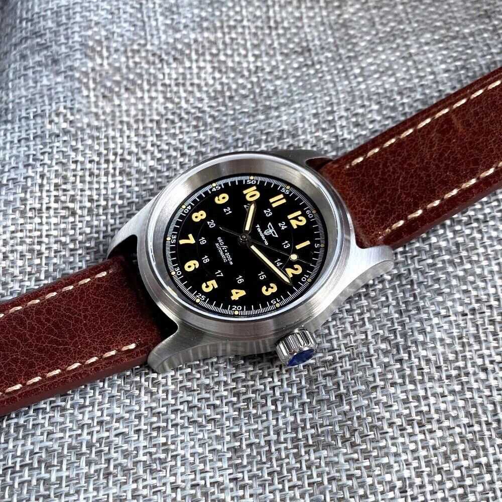 Orologio Tandorio Field Watch Automatico (NH35) Militare Uomo - 36mm (Nero) - Watch Lounge Club