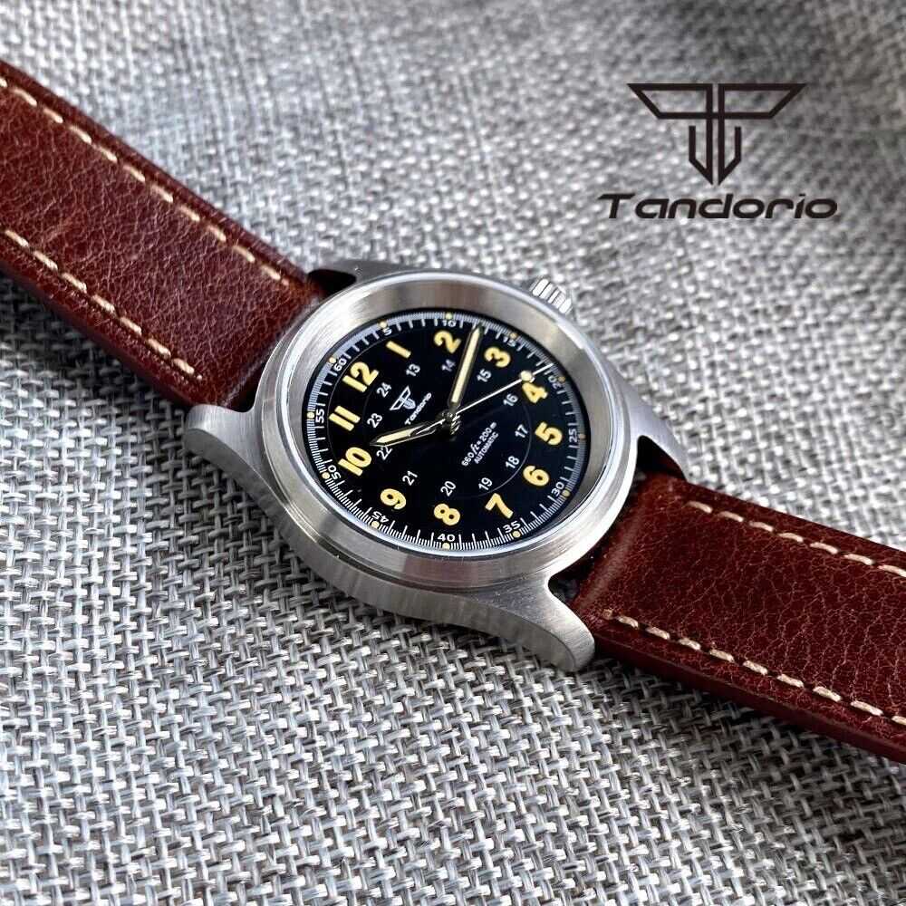Orologio Tandorio Field Watch Automatico (NH35) Militare Uomo - 36mm (Nero) - Watch Lounge Club