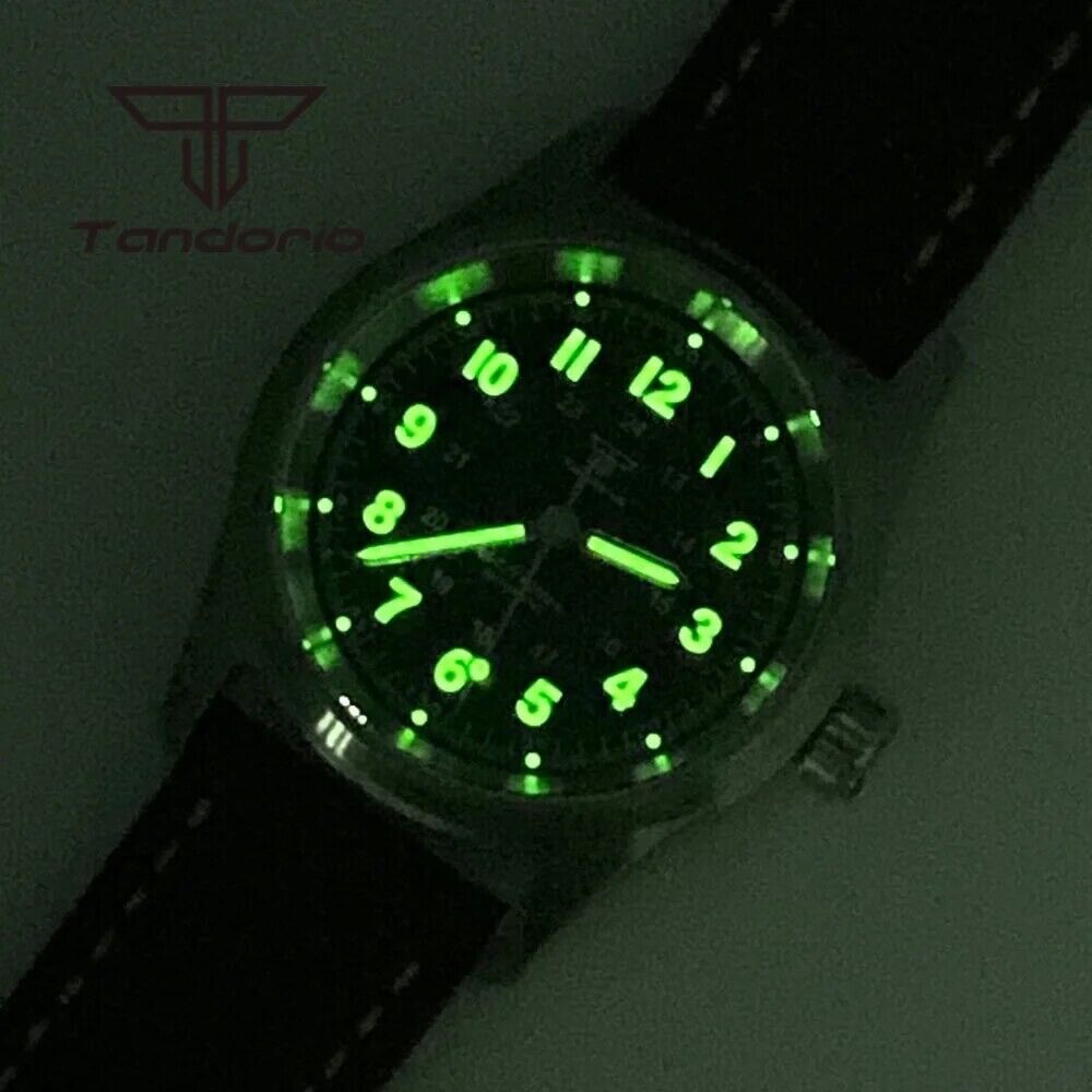 Orologio Tandorio Field Watch Automatico (NH35) Militare Uomo - 36mm (Nero) - Watch Lounge Club