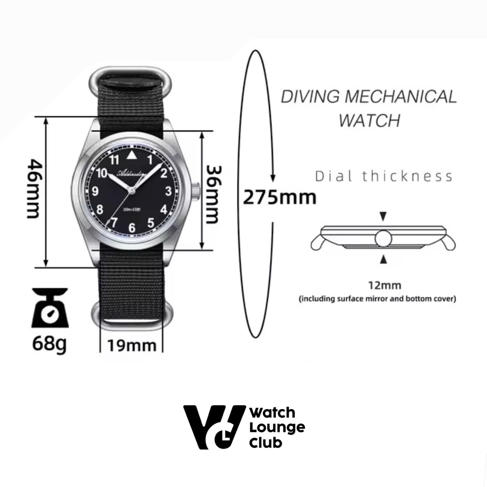 Orologio Addiesdive AD 2079 Field Watch Vintage Uomo - Nero - Watch Lounge Club